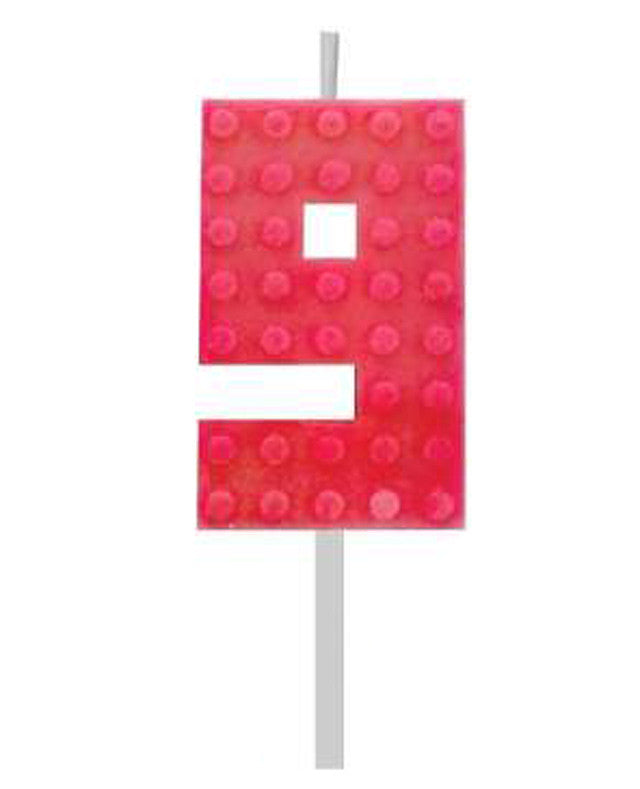 Blocks Red Blocks Block червен candle for cake, число candle 9