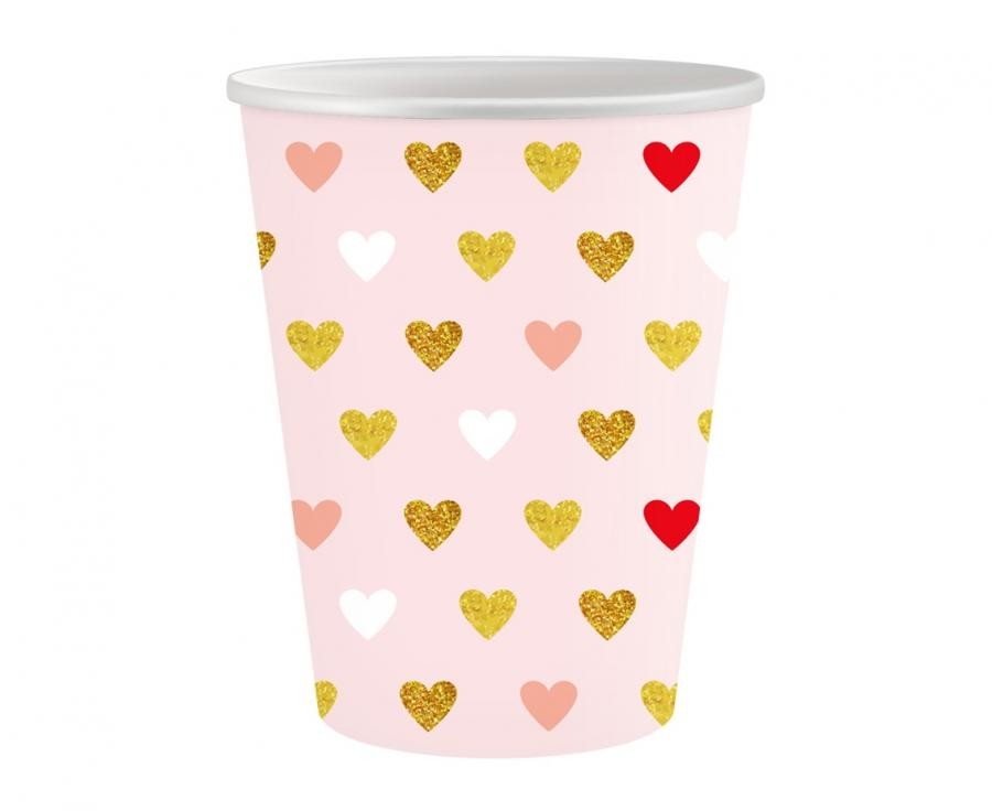 Обичам те XOXO Розов paper cup 6 части 250 ml