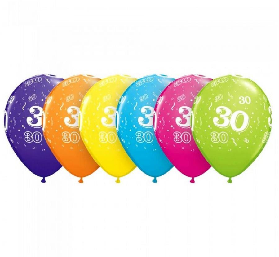Честит Рожден ден Pastel Mix Colorful Честит Рожден ден 30 Балон, Pack of 6, 11 inches (28см)