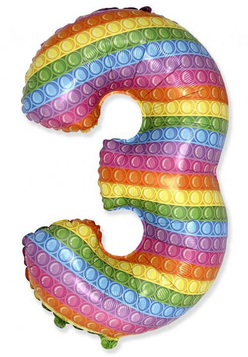 Номер Pop It Номер 3 фолио балон 69 см (WP)