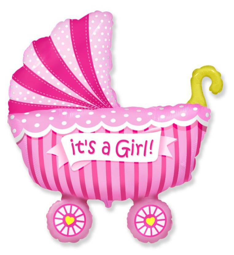 Бебе Girl Stroller Розов Бебе Stroller Фолиев балон 36 см (WP)