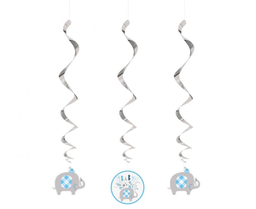 Слон Floral Син ribbon декорация 3-части комплект