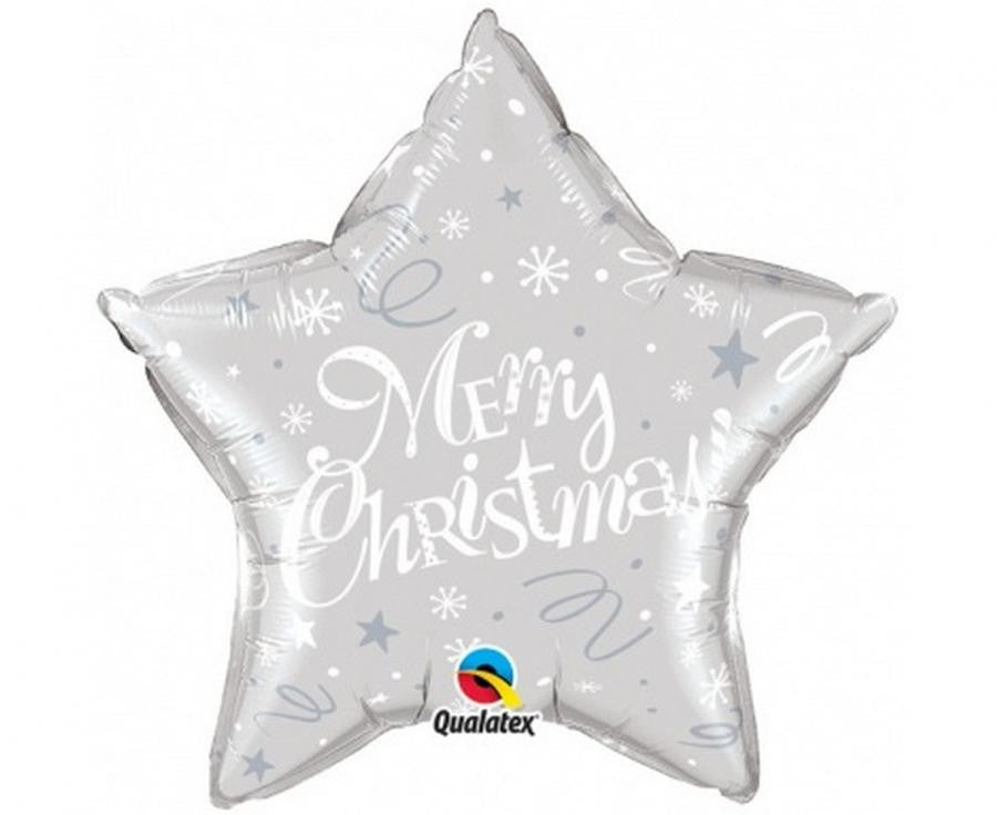 Коледа Merry Коледа Сребро Звезда, фолио балон 51 см
