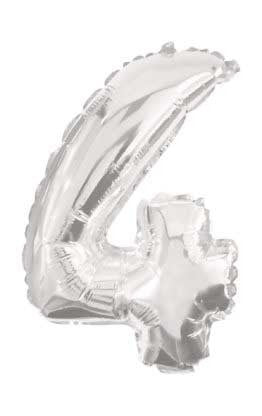 Номер Гигант Номер 4 Сребро Фолиев балон 85 см