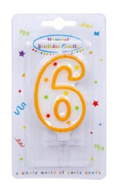 Цвят рожден ден candle, numeral candle 6