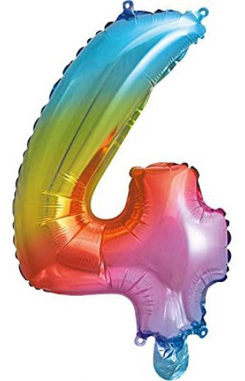 Номер MultiЦвят Metallic Мини Номер 4 Фолиев балон 35 см