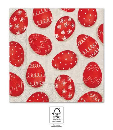 Великден Red Eggs 20-части napkin 33x33 см FSC