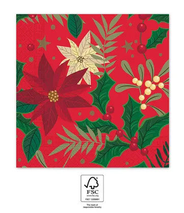 Коледа Holly Poinкомплектtia i napkin 20 части 33x33 см FSC