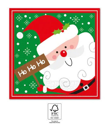 Коледа Santa Claus Ho Ho Ho i napkin 20 части 33x33 см FSC