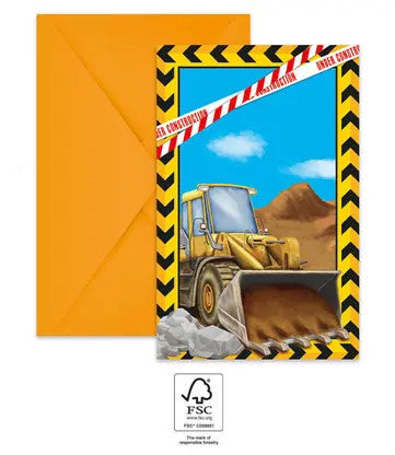 Construction Grabber Парти invitation 6 части FSC