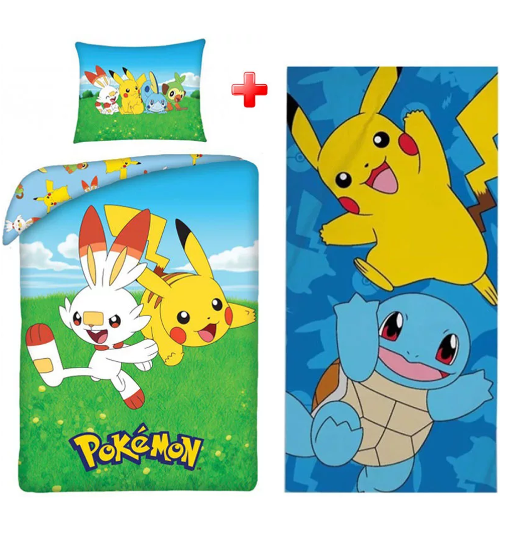 Спален комплект и плажна кърпа покемон - Десто спално бельо и домашен текстил pokemon