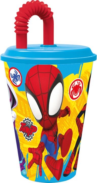 Спайдърмен Spidey plastic tumbler with straw, 430 ml