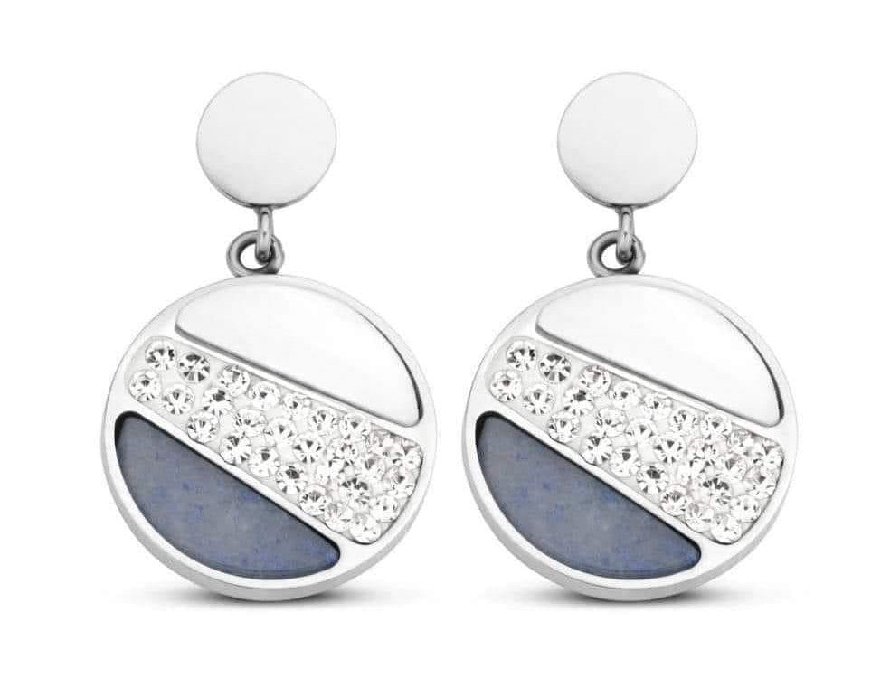 Виктория Сребро-coloчервен stone-patterned Обеци