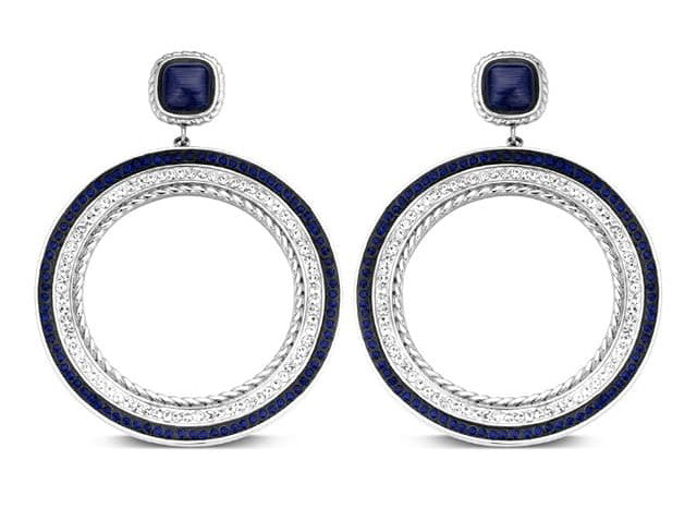 Виктория Сребро-coloчервен син and бял stone Обеци