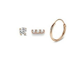 Виктория Роза златен coloчервен Обеци, комплект от 3