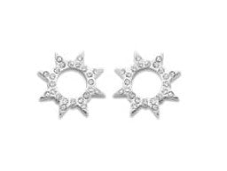 Виктория Сребро Coloчервен White Stone Слънце Обеци