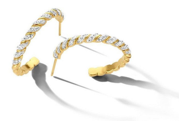 Виктория G -coloчервен Обеци with бял stones