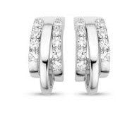 Виктория Сребро coloчервен Обеци with бял stones