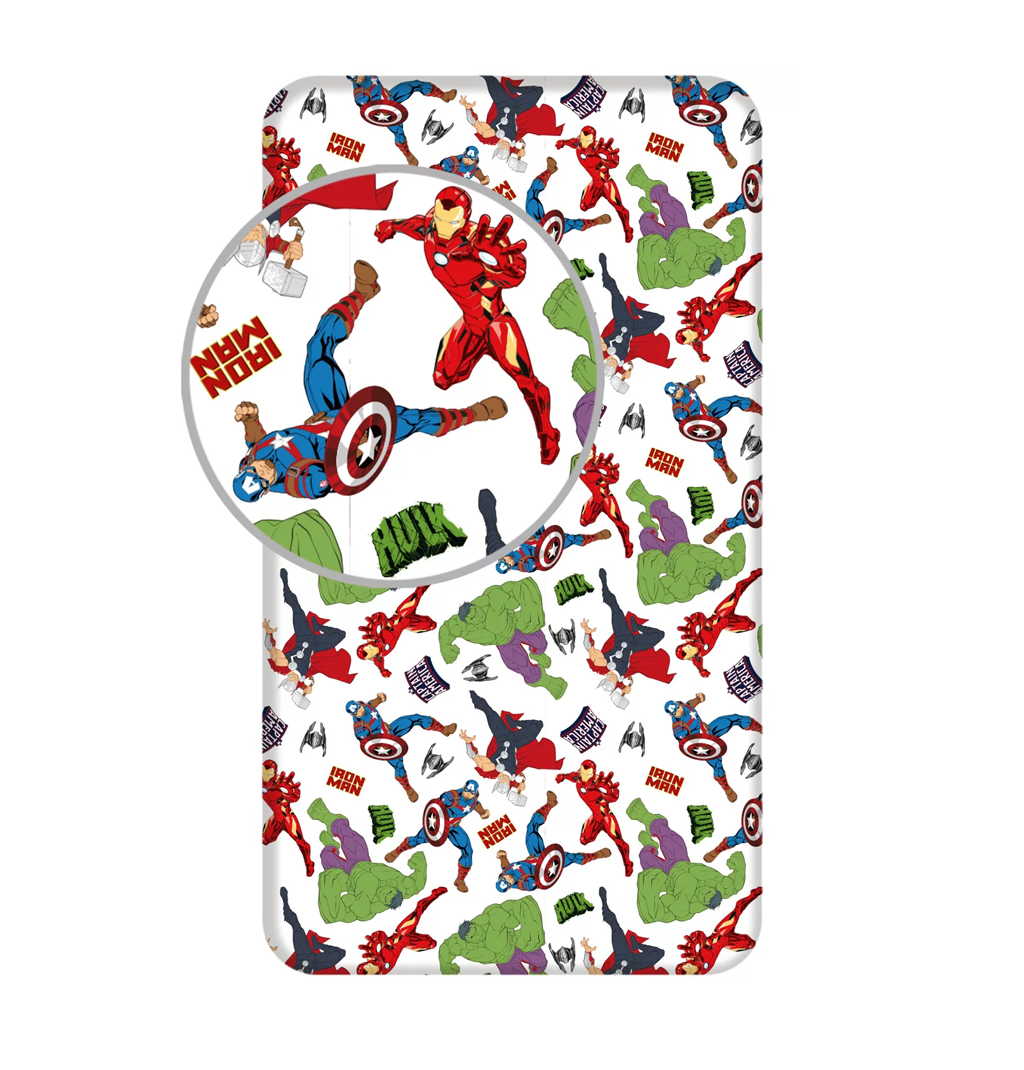 Чаршаф с ластик Авенджърс - Детско спално бельо за единично легло Avengers