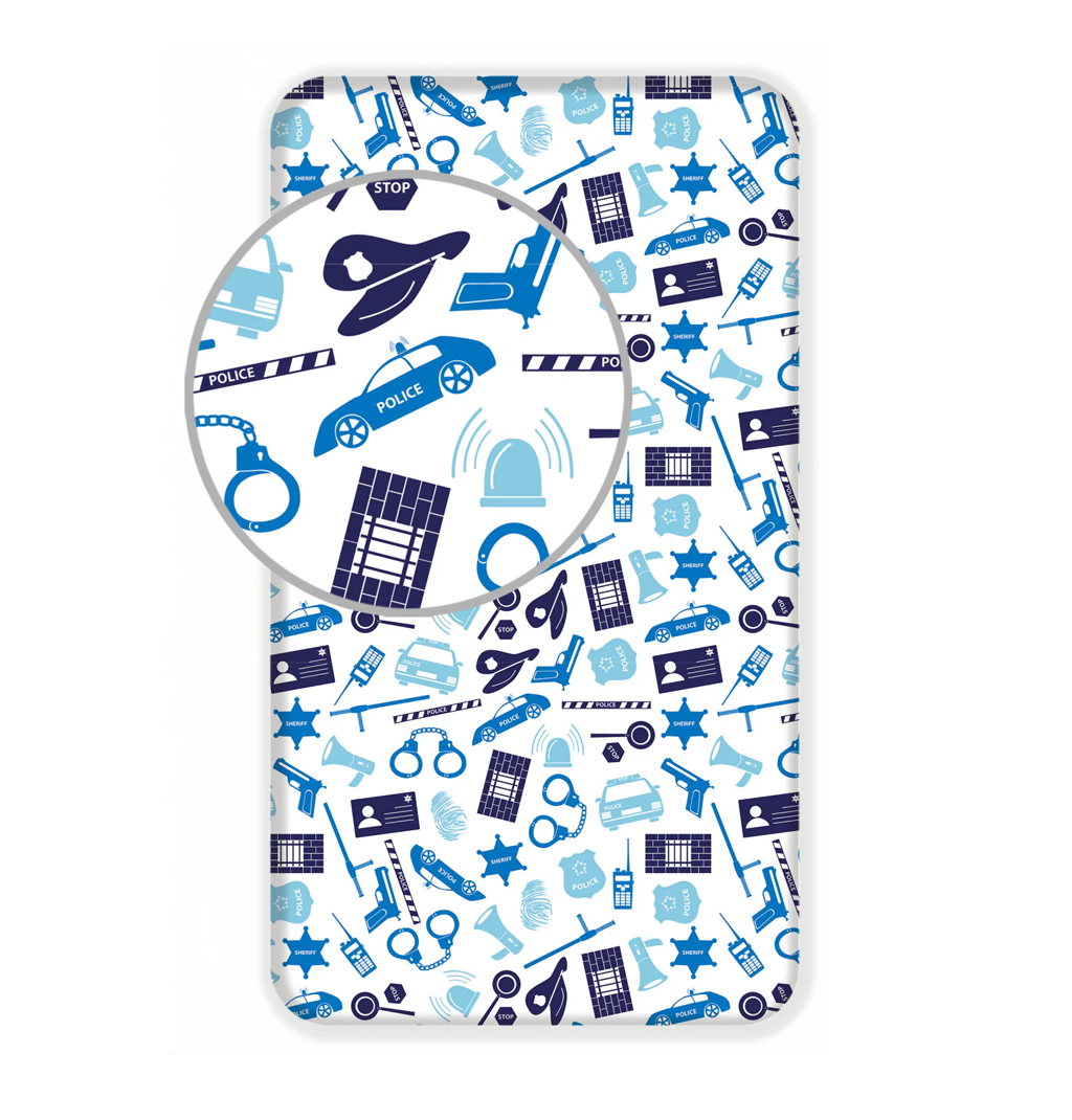 Чаршаф с ластик Полиция - Детско спално бельо за единично легло