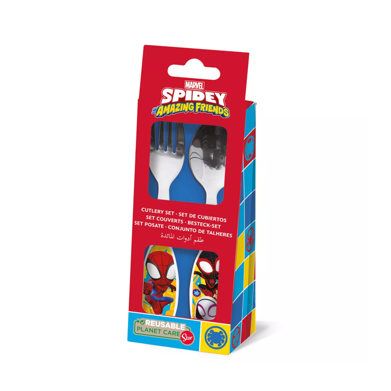 Комплект детски прибори за хранене - виличка и лъжичка Спайди Spidey