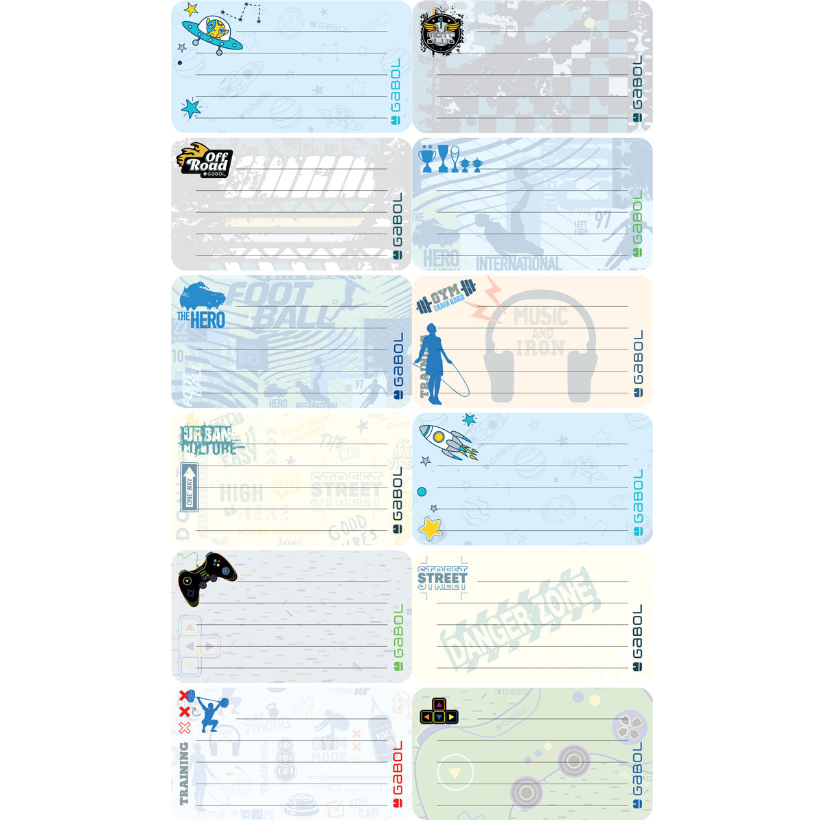 Etiketi za uchebnici i tetradki Gabol - uchenicheski posobiq i konsumativi