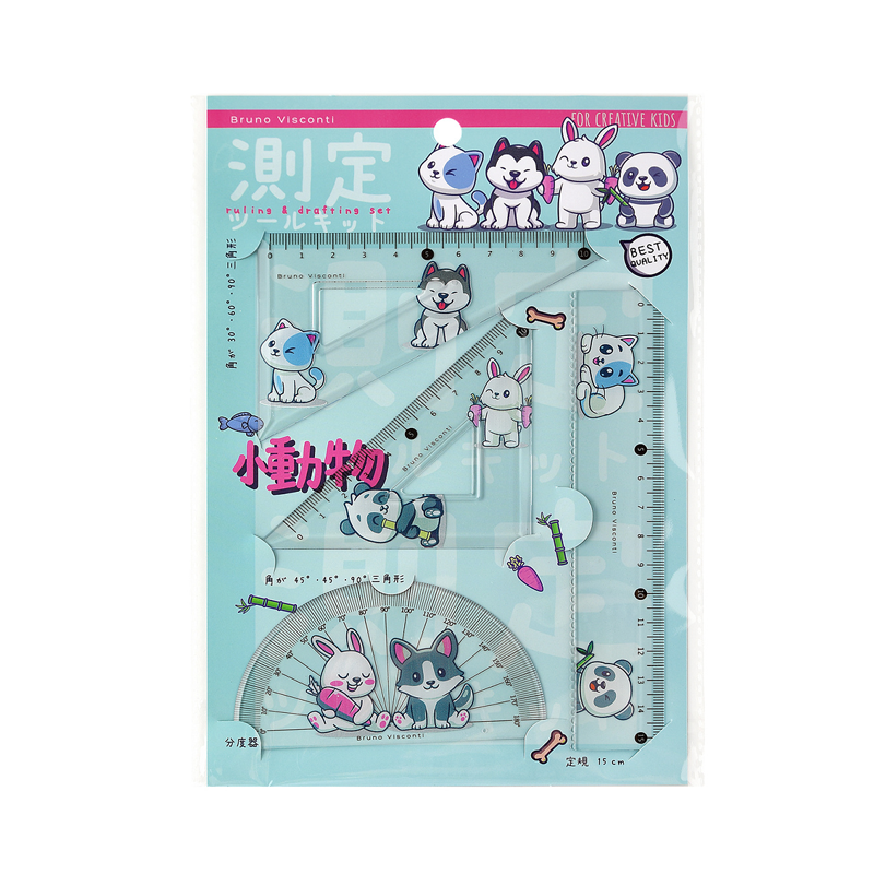 Чертожен комплект за училище - Линия триъгълник и транспортир