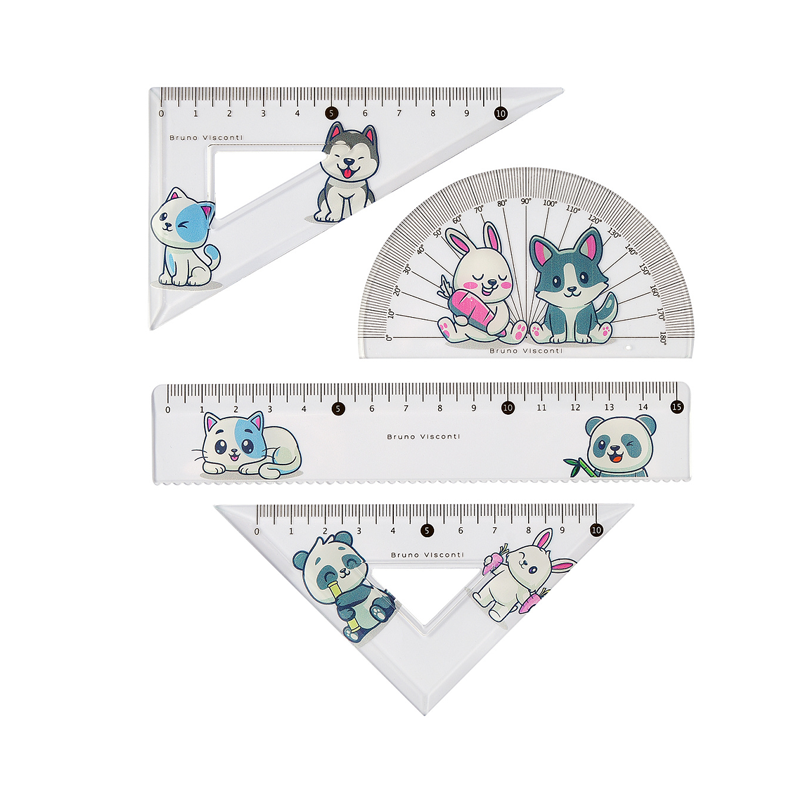 Chertojen komplekt s liniq triagalnik i transportir - Uchenicheski posobiq i kancelarski materiali