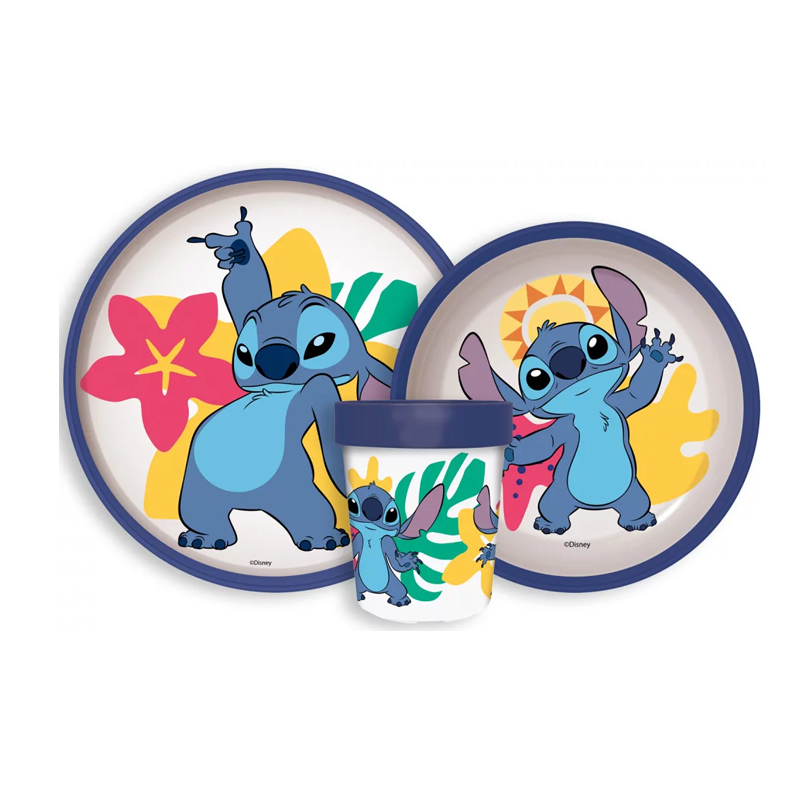 Комплект за хранене Стич - Детски аксесоари за хранене чаша чиния и купичка Lilo i Stitch Disney