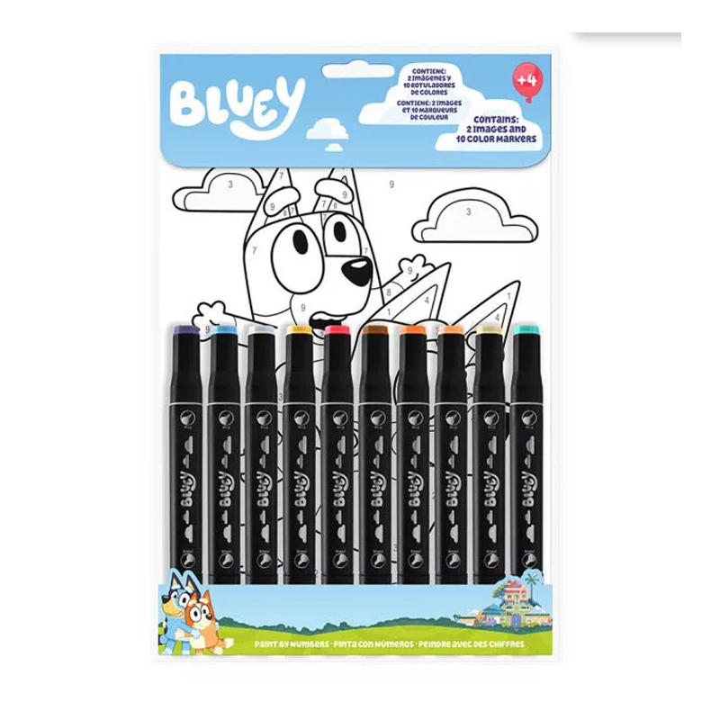 Книжка за оцветяване по номера Блуи Bluey - Творчески занимания и игри