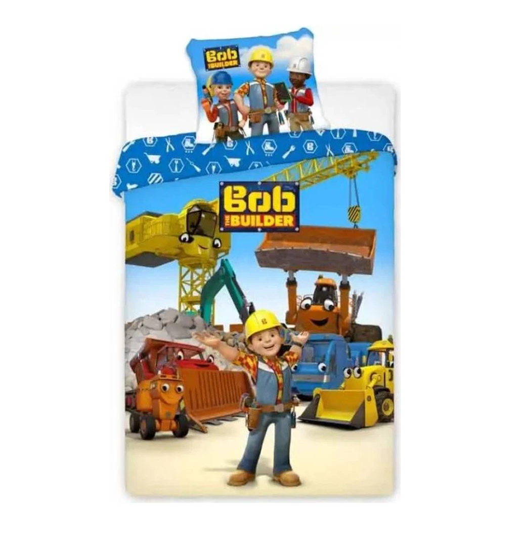Спален комплект Боб Строителя - Детско спално бельо за детско легло и бебе кошара Bob the Builder