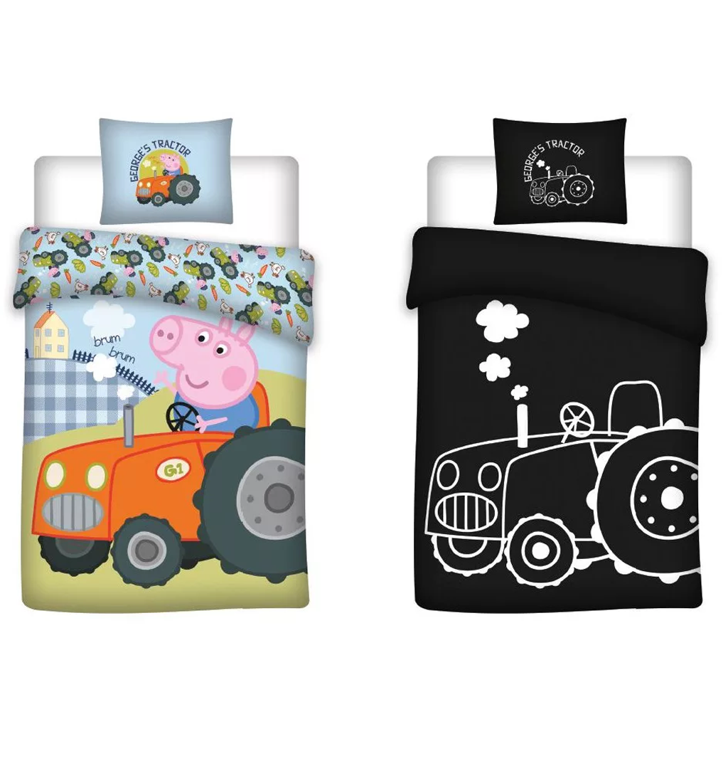 Светещ в тъмното спален комплект Джордж Прасенцето Пепа - Детск оспално бельо за детско легло и бебе кошара Peppa Pig