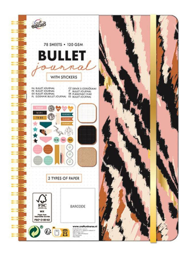 Цвят Bullet Journal, Тигер Stripes Patterned Planner Notebook A5 with Стикери