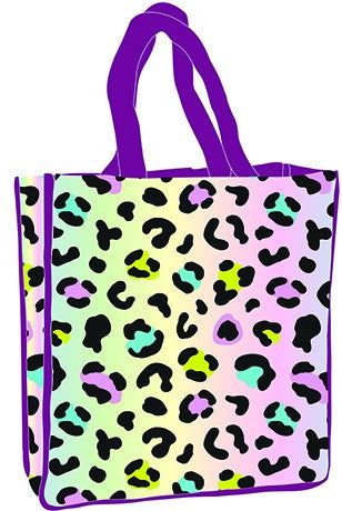 Леопард patterned holographic Чанта за пазаруване 34 см