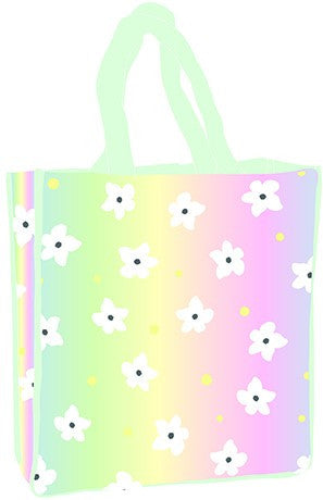 Цвете White holographic Чанта за пазаруване 34 см