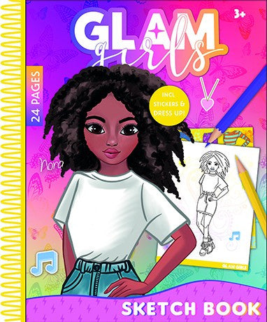 Girl Power Glam Girls Nora spiral sketchbook with 24 Чаршафи and Стикери