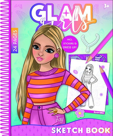 Girl Power Glam Girls Fay Spiral Sketchbook with 24 Чаршафи and Стикери