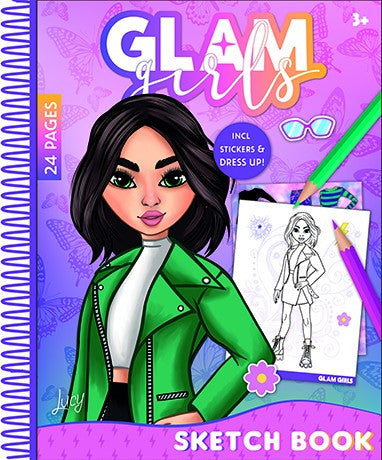Girl Power Glam Girls Lucy Spiral Sketchbook with 24 Чаршафи and Стикери