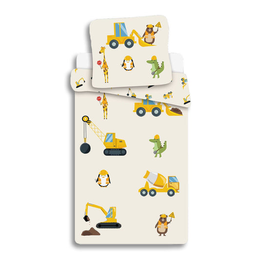 Construction Животни детски  bedding комплект 100?Ч135см, 40?Ч60см