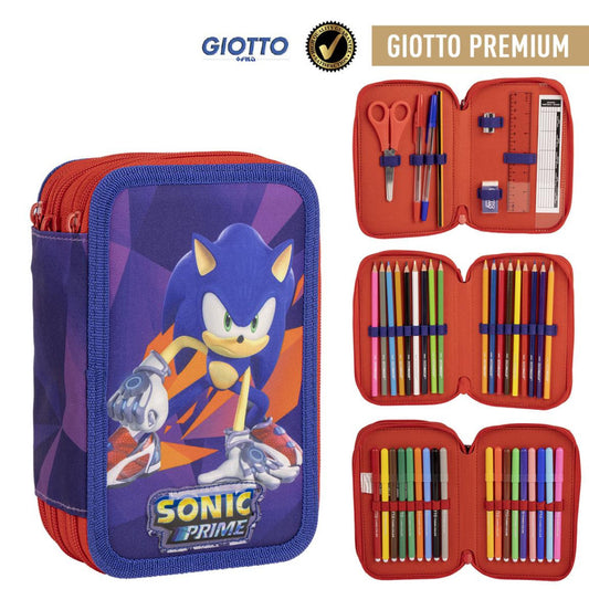 Таралежът Соник 3-layer pencil case filled