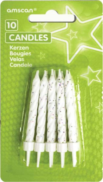 Цвят White Sparkling Рожден ден Candle, комплект от 10
