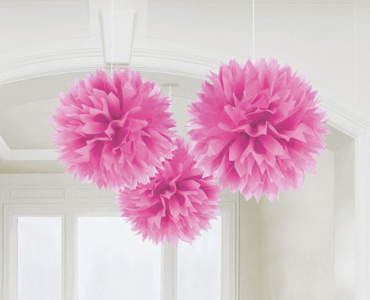 Цвят Bright Розов Розов hanging pom pom декорация 3 части