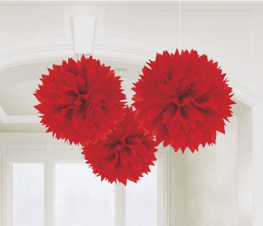 Цвят Apple червен  Hanging Pom Pom декорация 3-pack