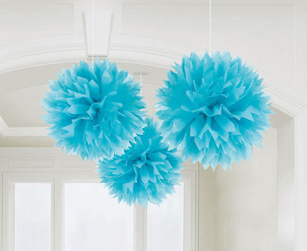 Цвят Колаibbean Син Син Hanging Pom Pom декорация, комплект от 3