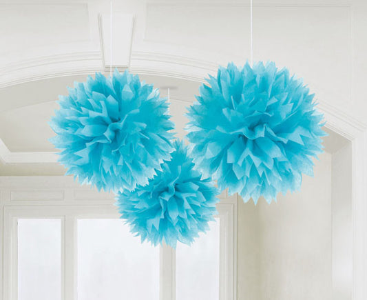 Цвят Колаibbean Син Син Hanging Pom Pom декорация, комплект от 3