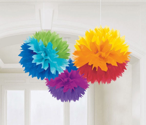 Цвят Дъга, hanging pom pom декорация 3 части