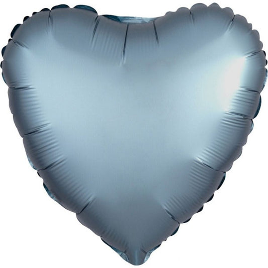 Satin Steel Син Сърце Фолиев балон 43 см
