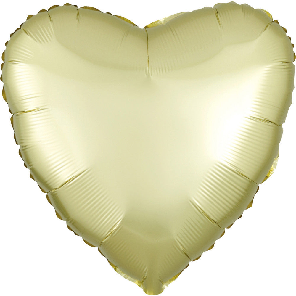 Satin Pastel Yellow Сърце Фолиев балон 43 см