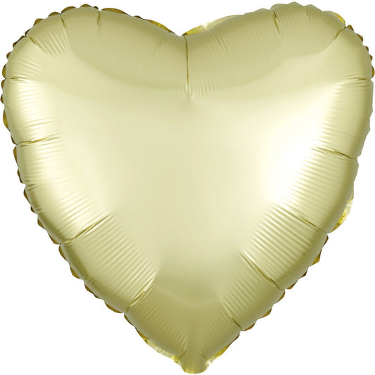 Satin Pastel Yellow Сърце Фолиев балон 43 см
