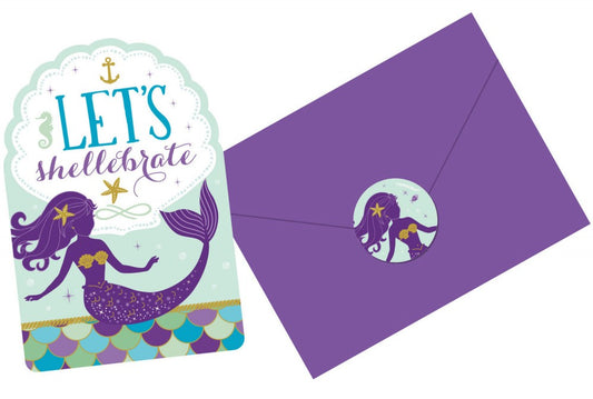 Mermaid Shellebrate Парти invitation 8 части